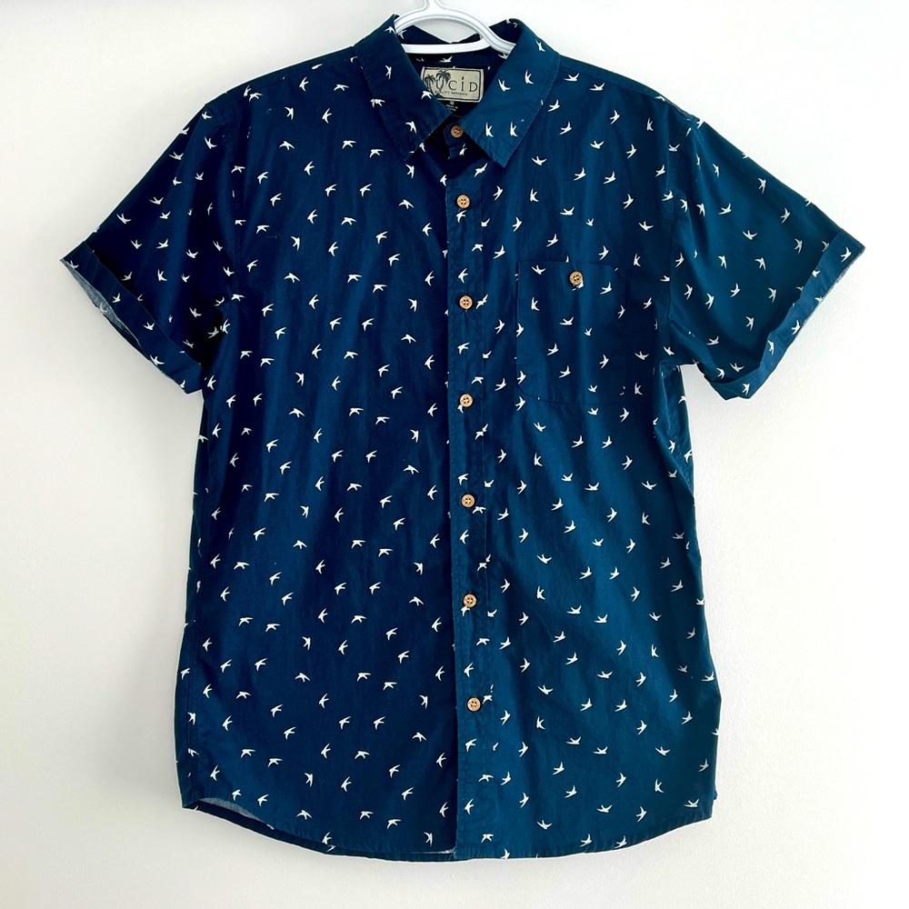 Lucid short sleeve button shirt cuffed sleeves size medium